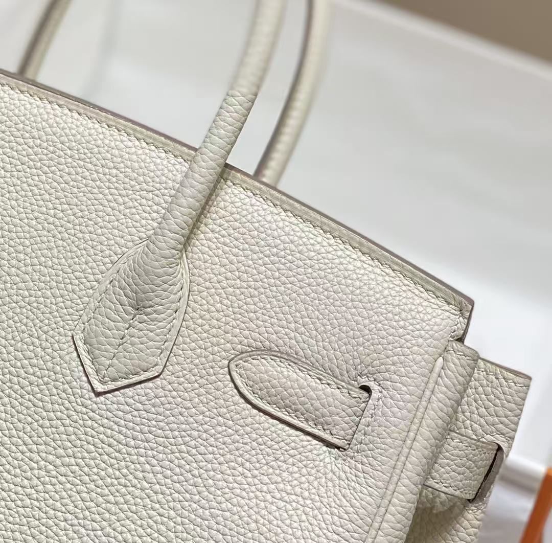Birkin30 Handbag, Cream White Togo Calfskin with Gold Hardware, Classic Large Capacity Women Top Handle Bag 图 7