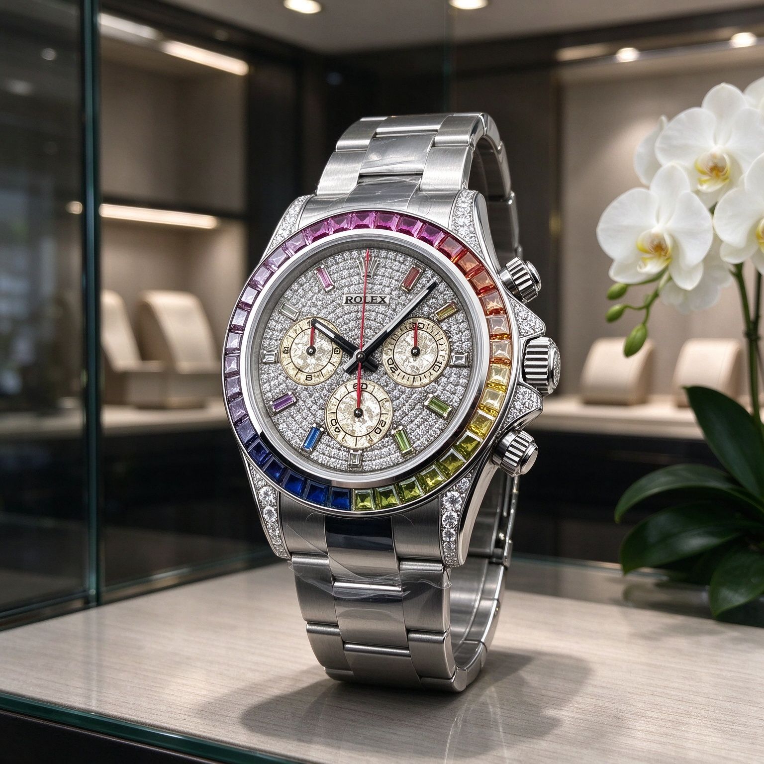 Rolex Cosmometer Daytona Rainbow Circle Diamond 40mm Automatic Chronograph Men's Watch