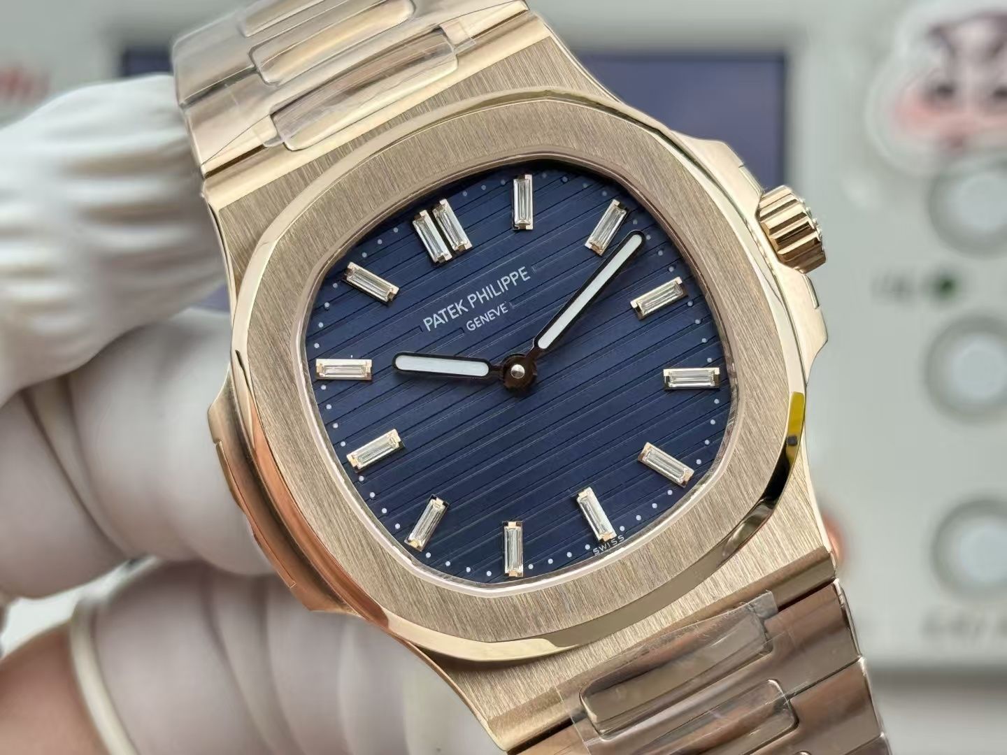 Patek Philippe Nautilus Rose Gold Blue Disc Diamond Automatic Unisex 图 2
