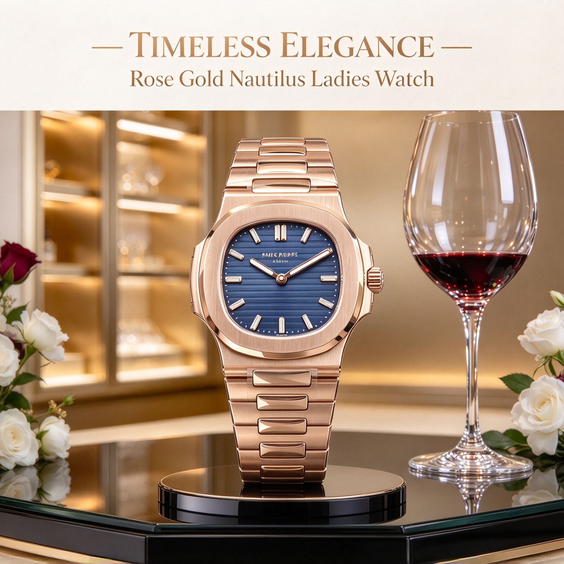 Patek Philippe Nautilus Rose Gold Blue Disc Diamond Automatic Unisex