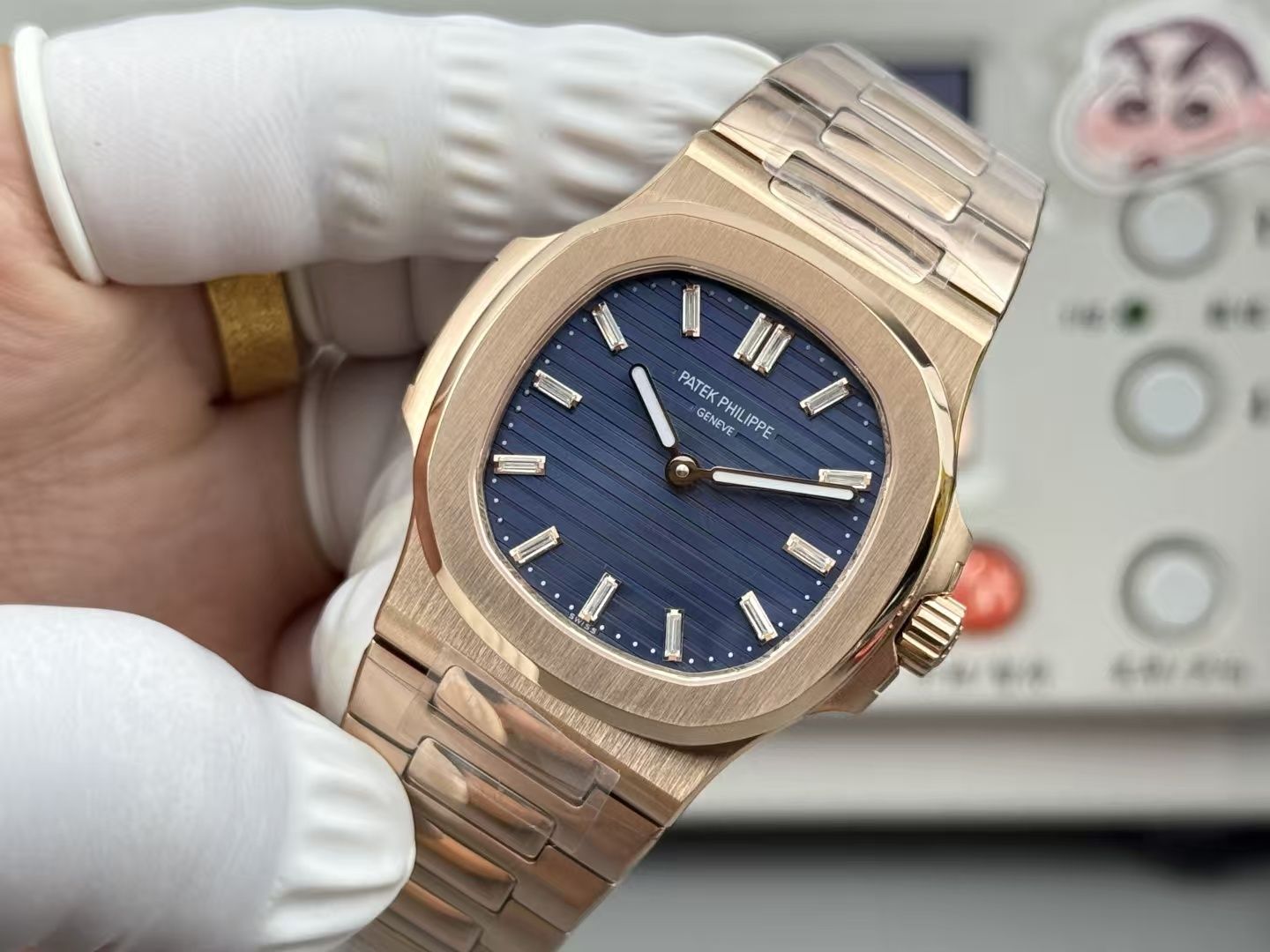 Patek Philippe Nautilus Rose Gold Blue Disc Diamond Automatic Unisex 图 3