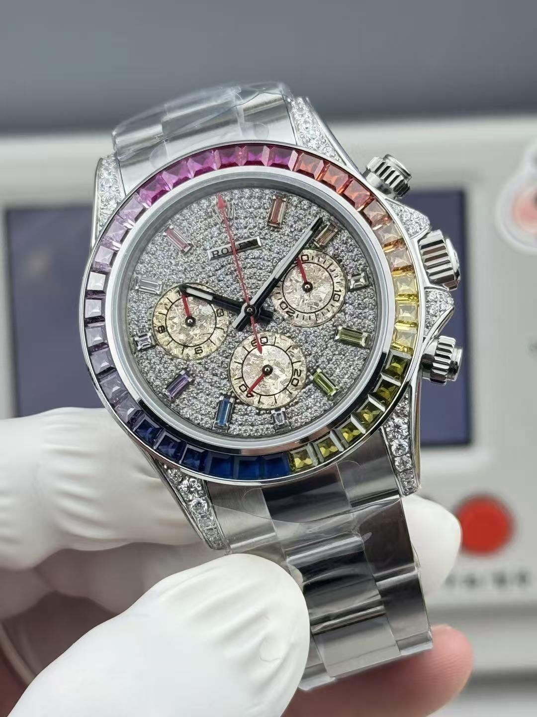 Rolex Cosmometer Daytona Rainbow Circle Diamond 40mm Automatic Chronograph Men's Watch 图 5
