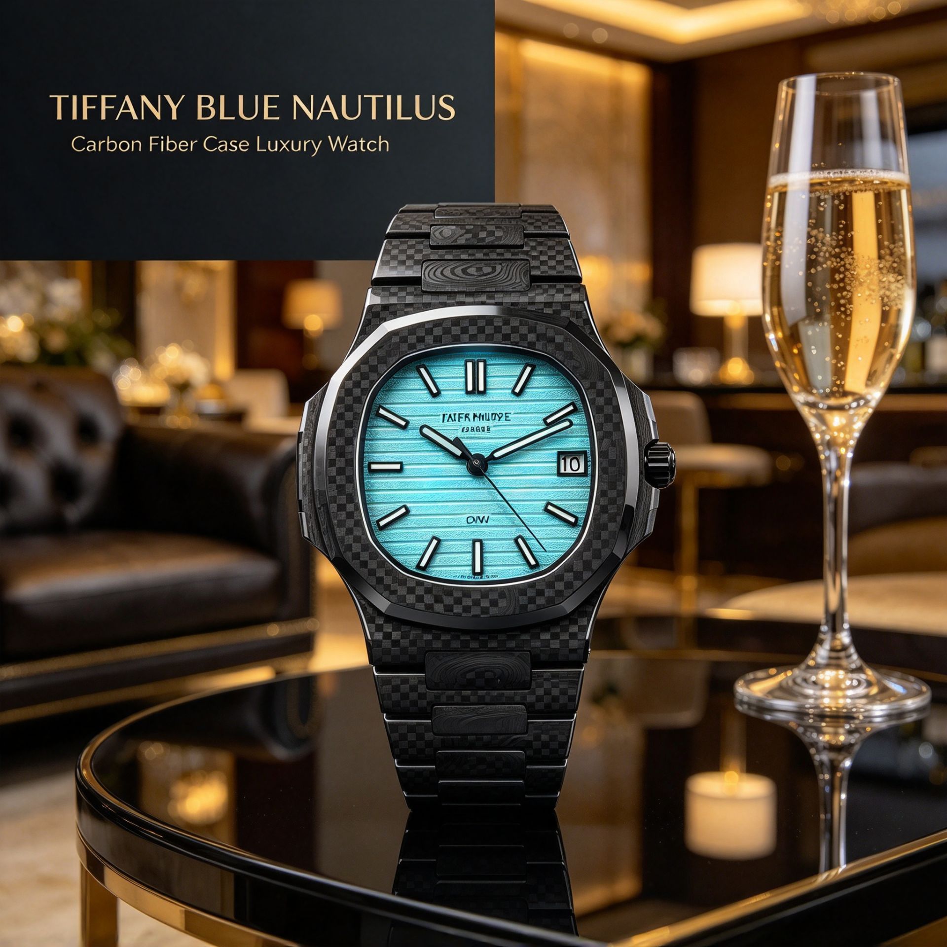 Patek Philippe Nautilus DIW Forged Carbon Tiffany Blue Disc Automatic Unisex