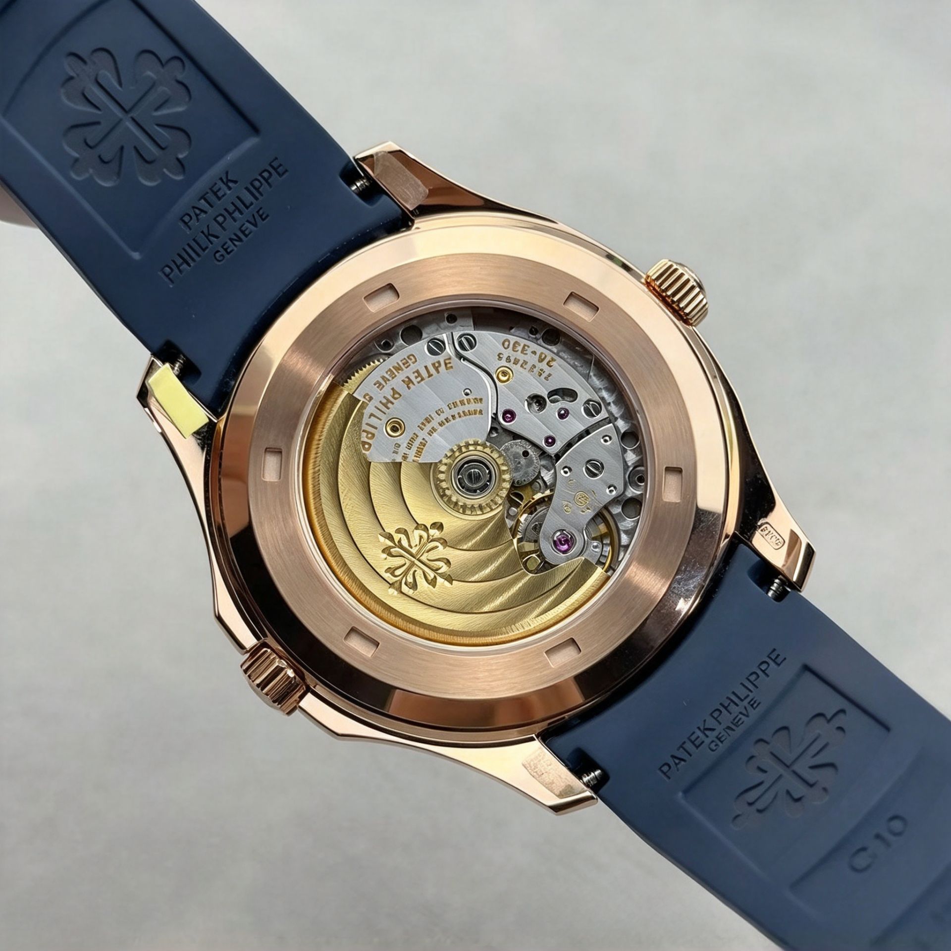 Rose Gold Calendar Moon Grenade Blue Disc Rubber Band Men's Luxury Sport Watch 图 8