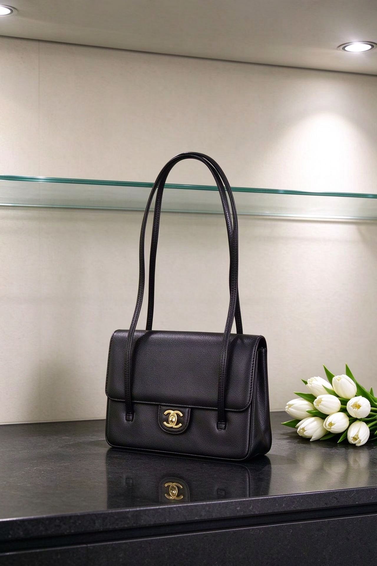 Classic Caviar Leather Flap Armpit Bag Vintage Shoulder Bag 图 2