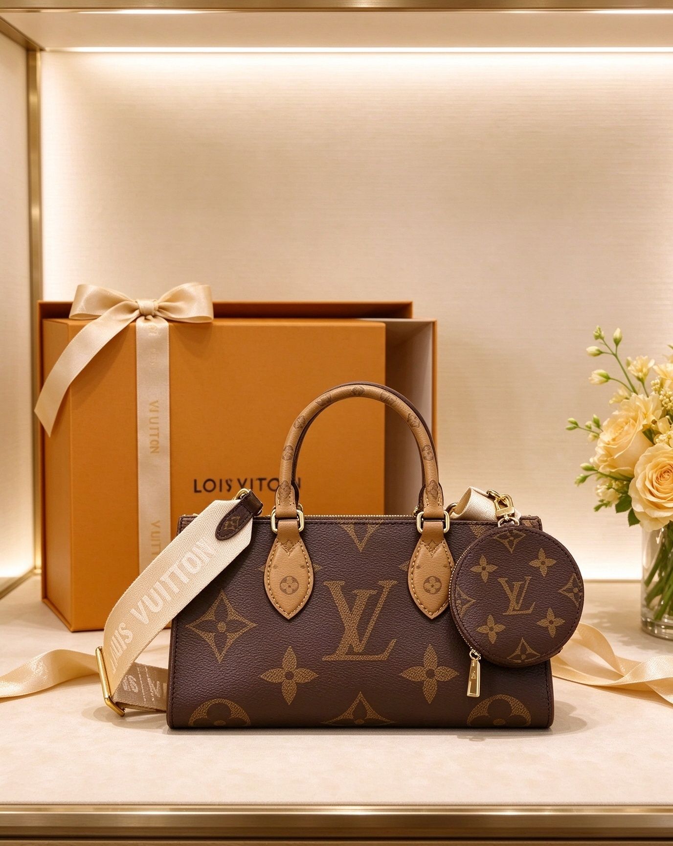 Vintage old flower mini tote bag women handbag messenger bag with matching small round wallet 图 3