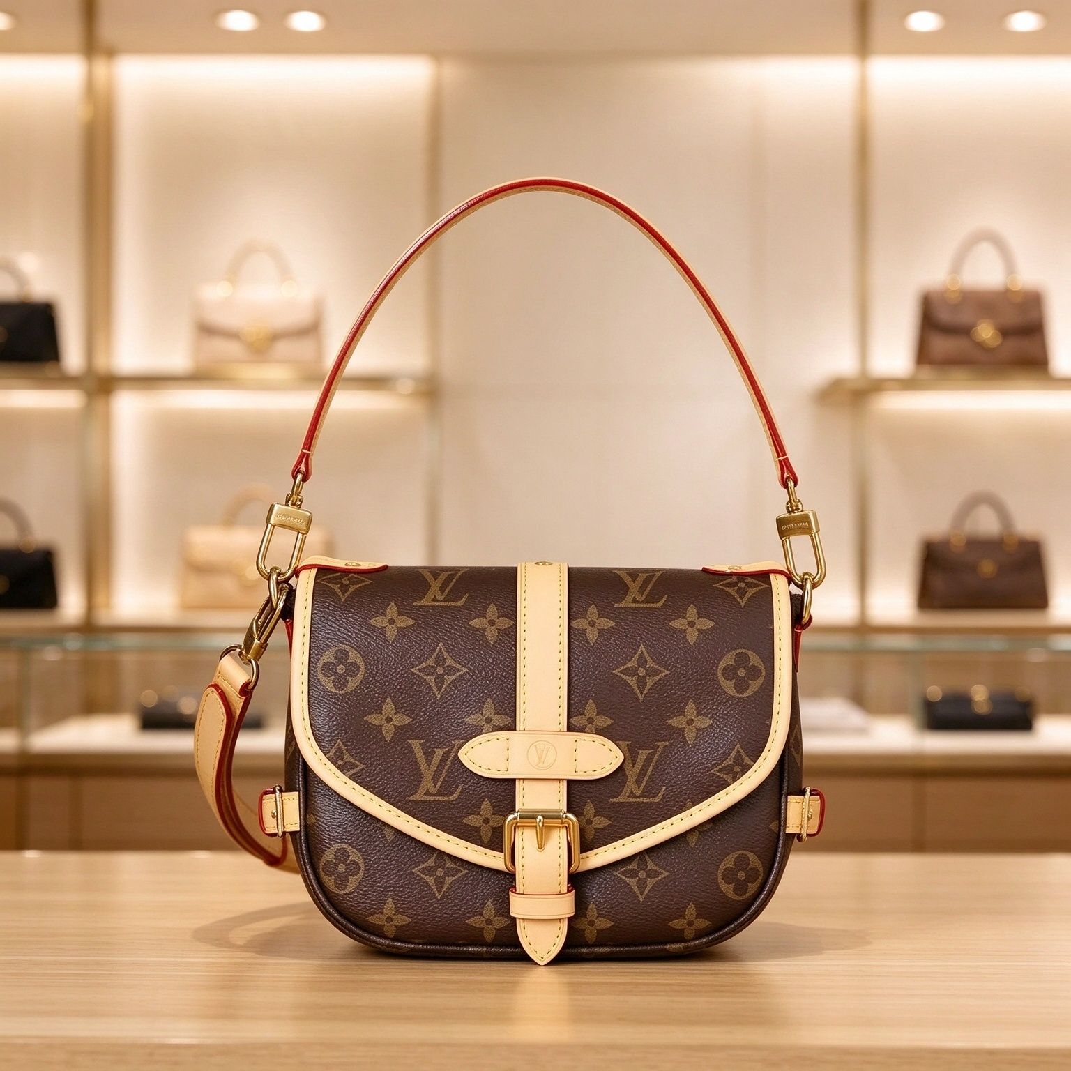 Tas pelana floral antik wanita flap gesper tas selempang tas bahu mewah ringan