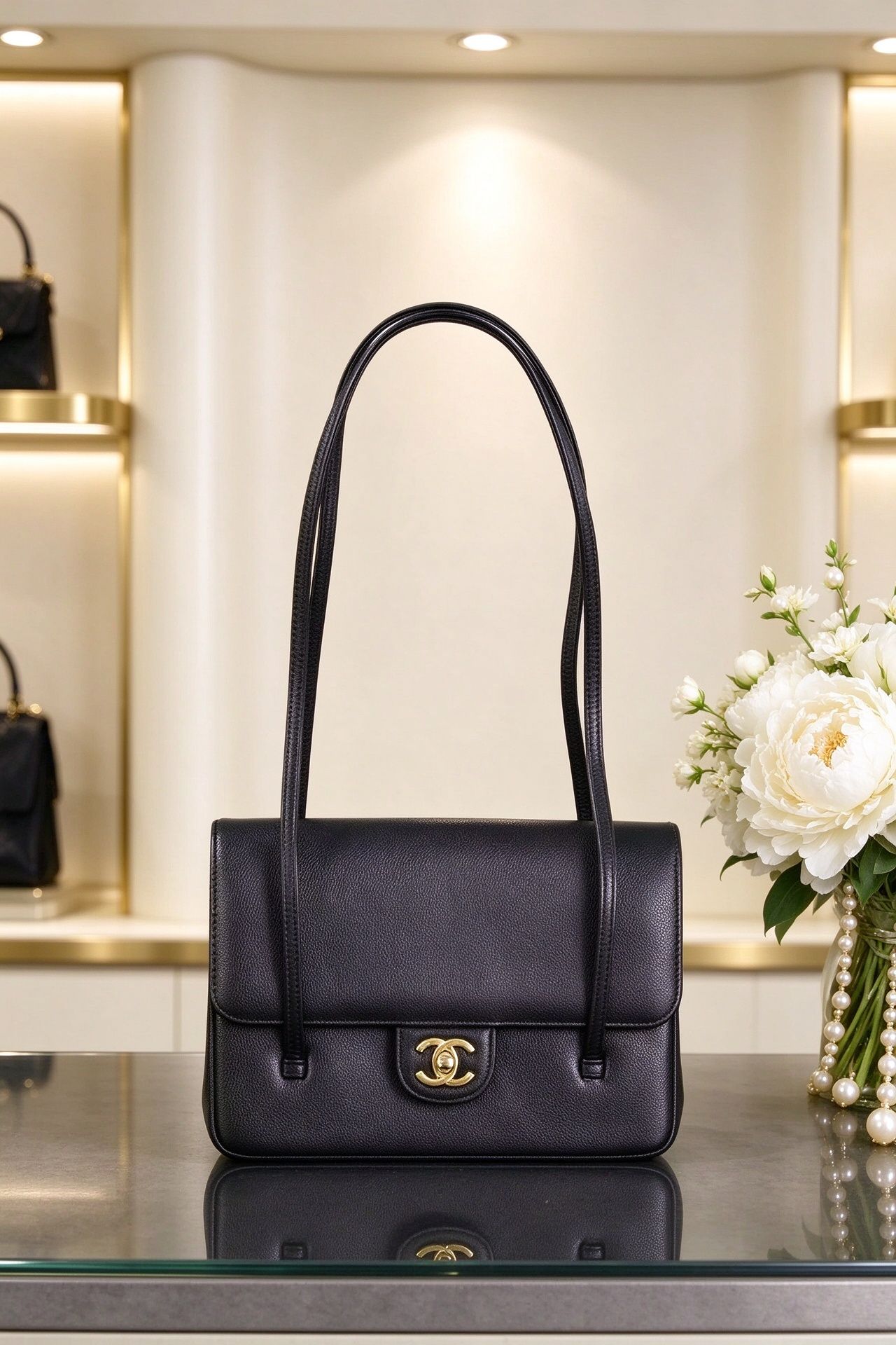 Classic Caviar Leather Flap Armpit Bag Vintage Shoulder Bag