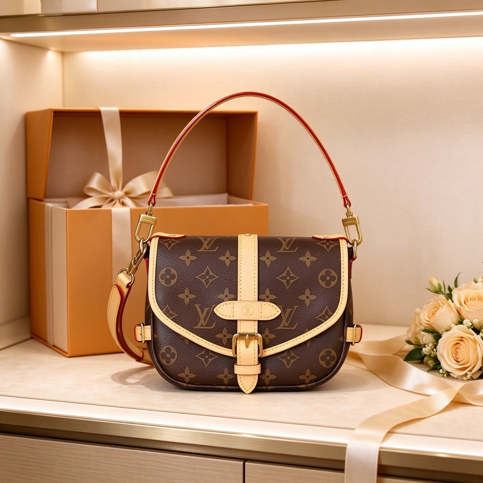 Tas pelana floral antik wanita flap gesper tas selempang tas bahu mewah ringan 图 4