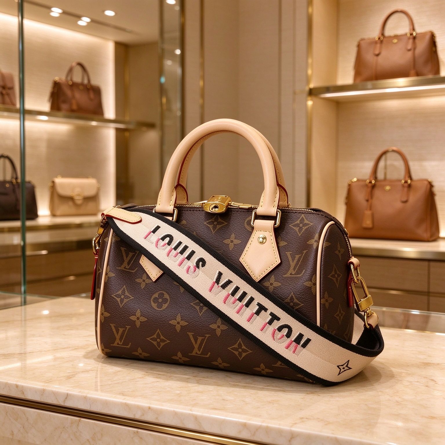 Classic Floral Mini Boston Bag with Embroidered Wide Shoulder Strap Handbag 图 5