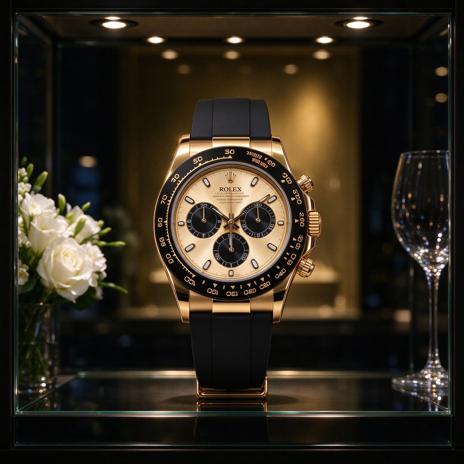 Light luxury men's chronograph 40mm black gold tape multifunction sports business quartz men's watch 图 2