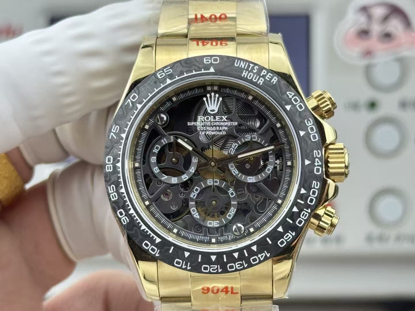 Chronograph Kerangka Pria Mewah Ringan  40mm Cincin kecepatan sabuk baja serba emas hitam jam tangan pria kuarsa olahraga bisnis 图 3