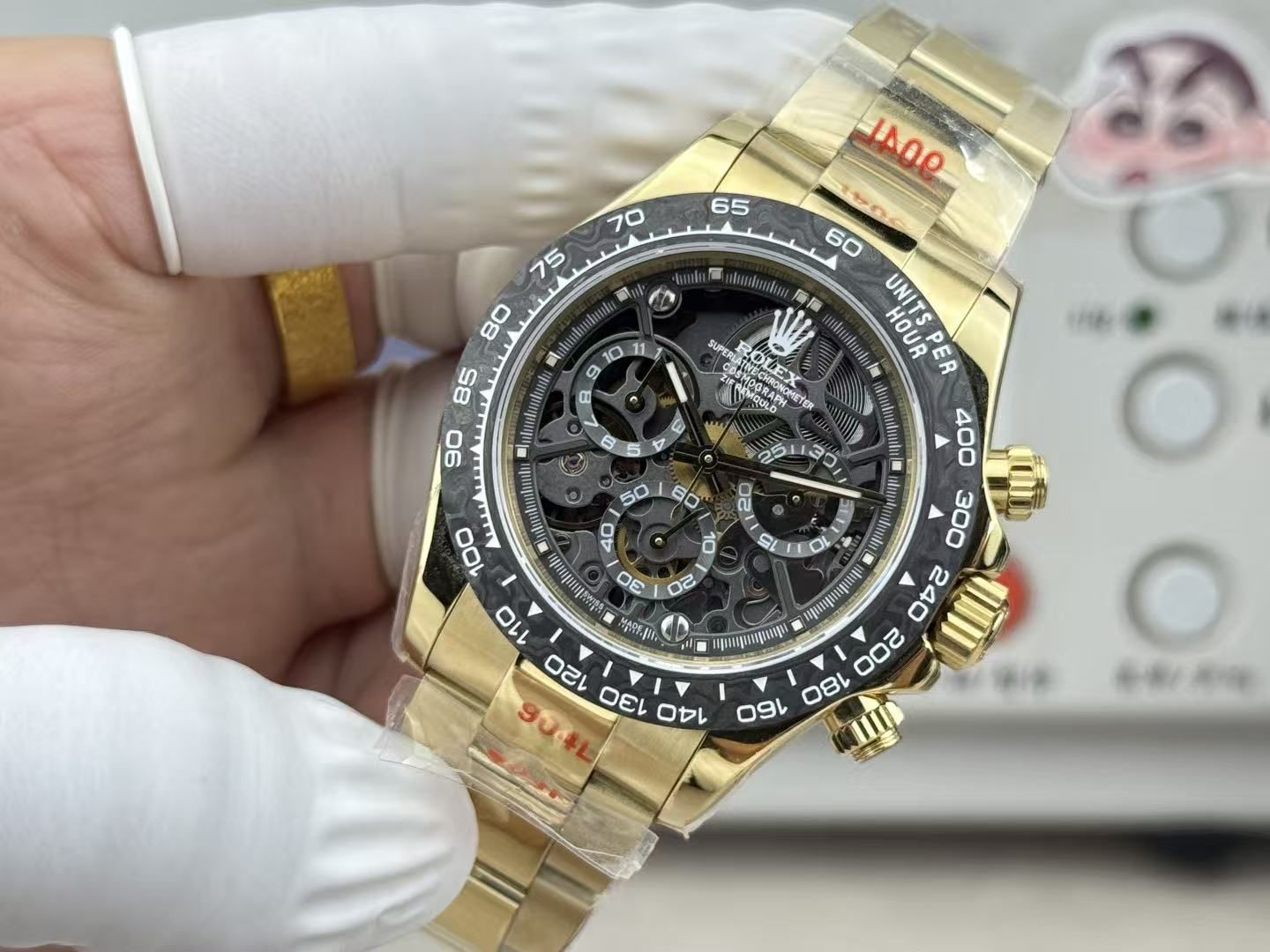 Chronograph Kerangka Pria Mewah Ringan  40mm Cincin kecepatan sabuk baja serba emas hitam jam tangan pria kuarsa olahraga bisnis 图 4