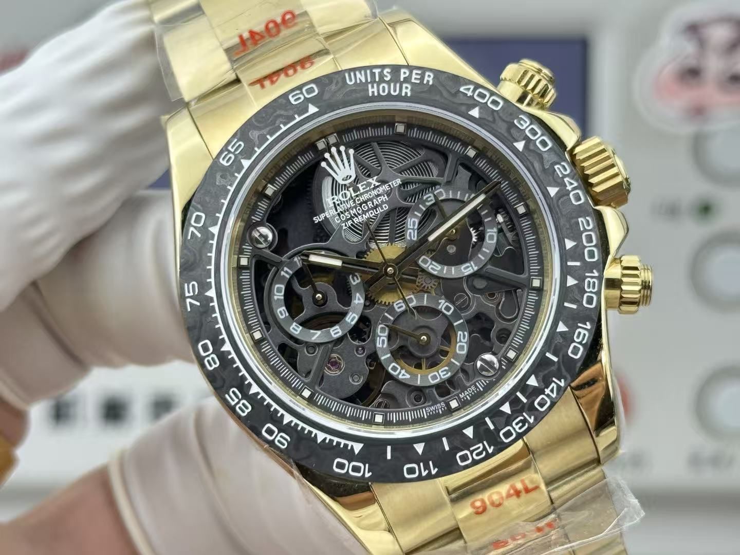 Chronograph Kerangka Pria Mewah Ringan  40mm Cincin kecepatan sabuk baja serba emas hitam jam tangan pria kuarsa olahraga bisnis 图 2