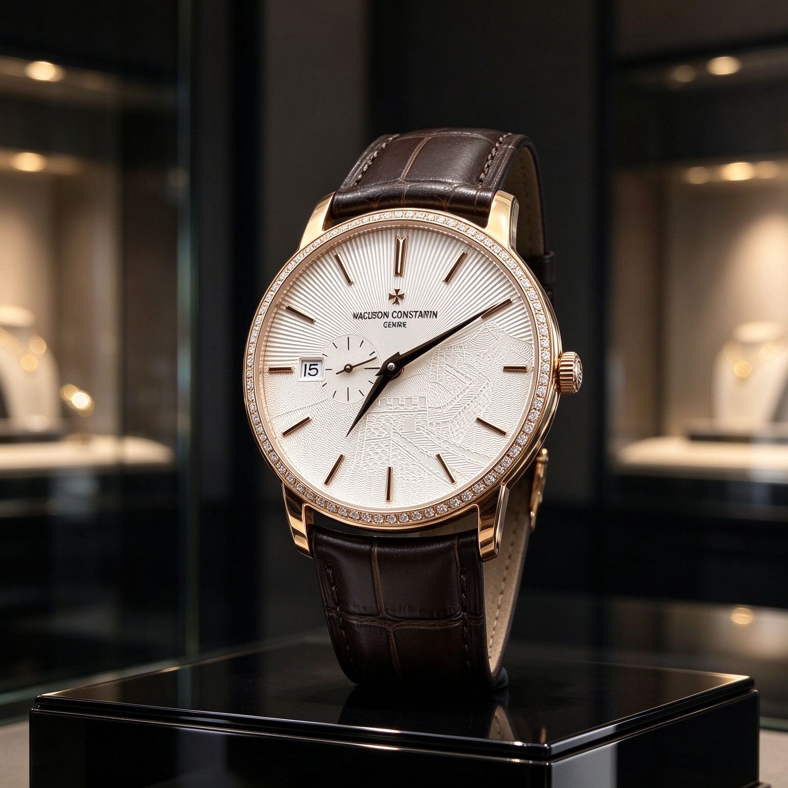38mm Unisex Ultra-thin Automatic Dress Watch Handmade Great Wall Carved Milk White Plate Small Three Needle Crocodile Leather Belt Men's and Women's Watch