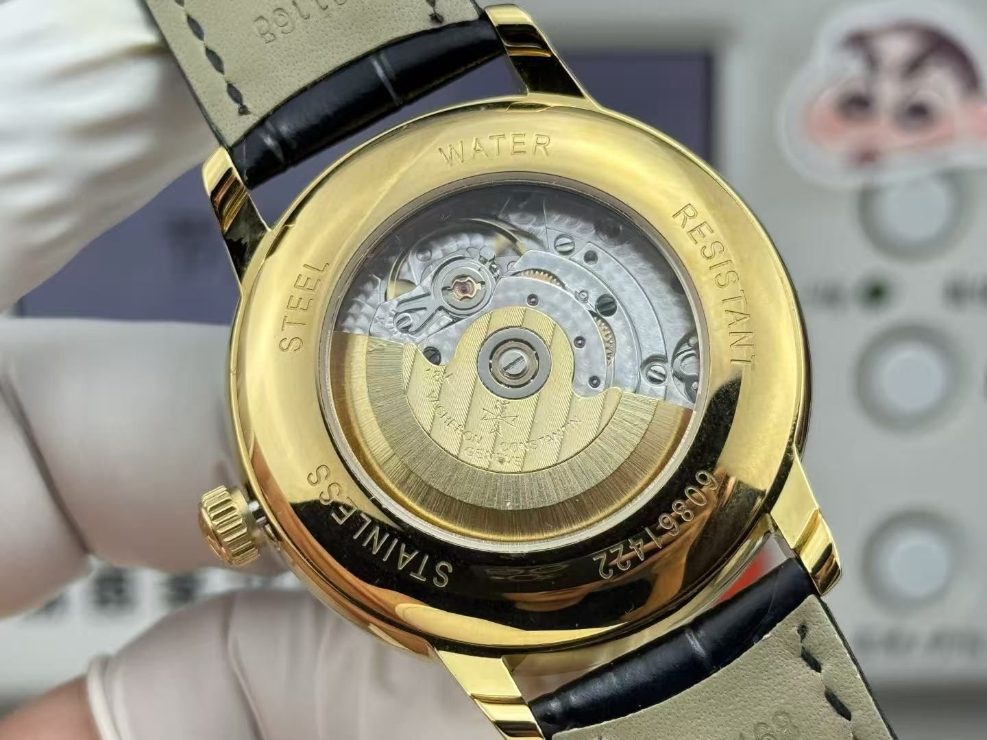 Vacheron Constantin Lelaki Vintage Moonphase Paparan Kalendar Jam Tangan Tali Kulit Perniagaan Automatik 图 9