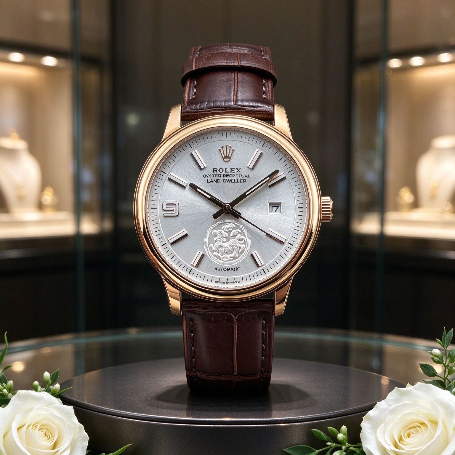 Light luxury business men's automatic watch 40mm embossed dial calendar display genuine leather strap men's watch 图 2