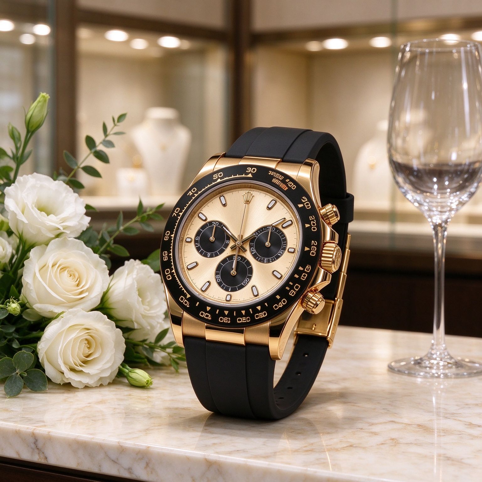 Light luxury men's chronograph 40mm black gold tape multifunction sports business quartz men's watch 图 4