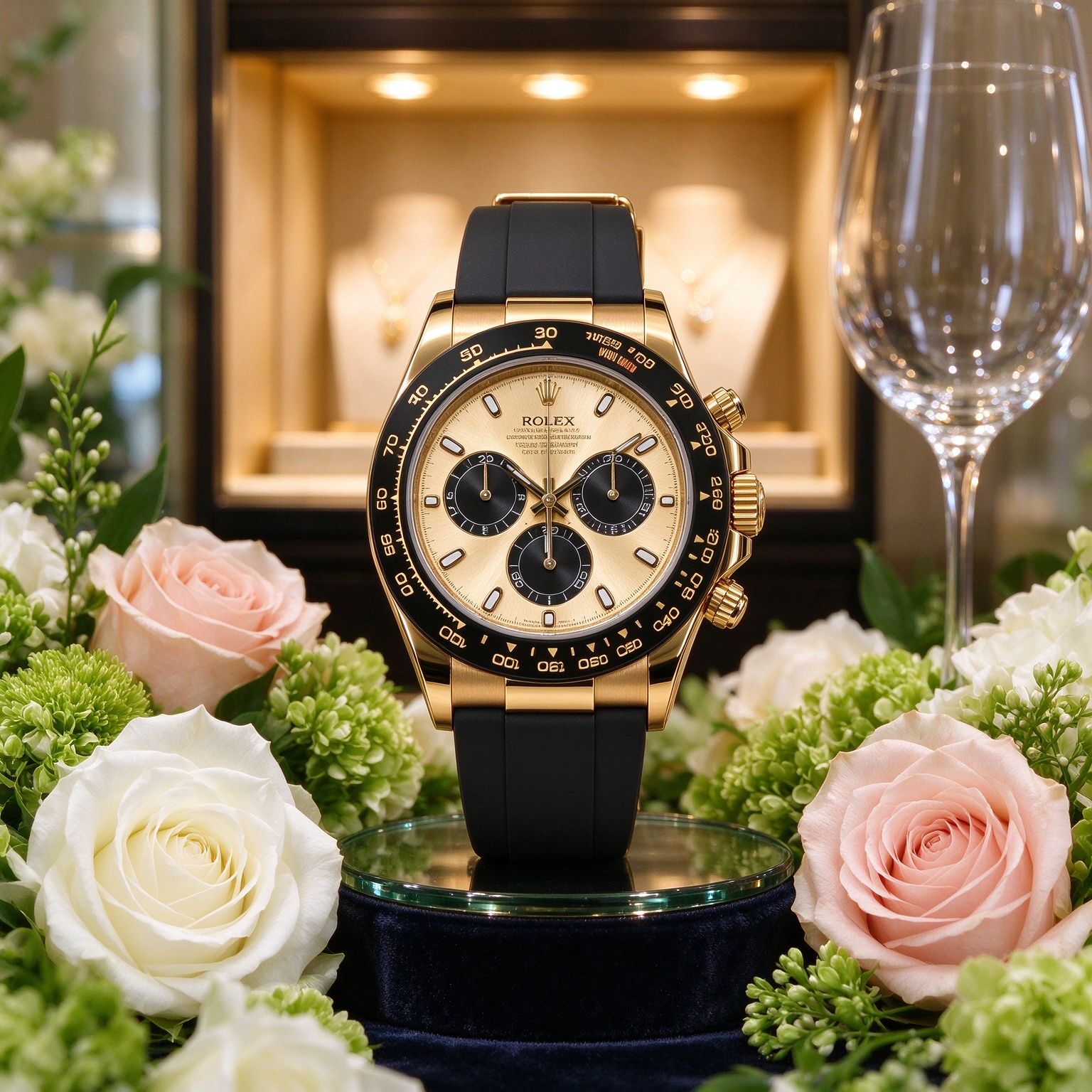 Đồng hồ Chronograph cao cấp dành cho nam giới  40mm Đồng hồ nam quartz kinh doanh thể thao đa chức năng băng vàng đen
