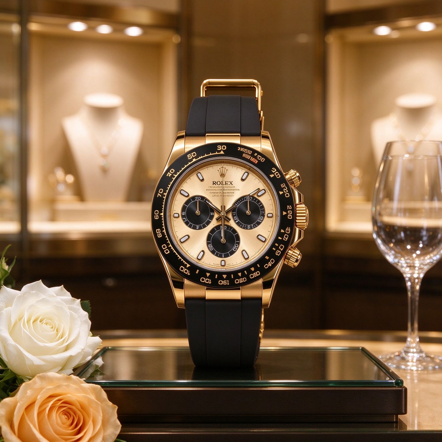 Light luxury men's chronograph 40mm black gold tape multifunction sports business quartz men's watch