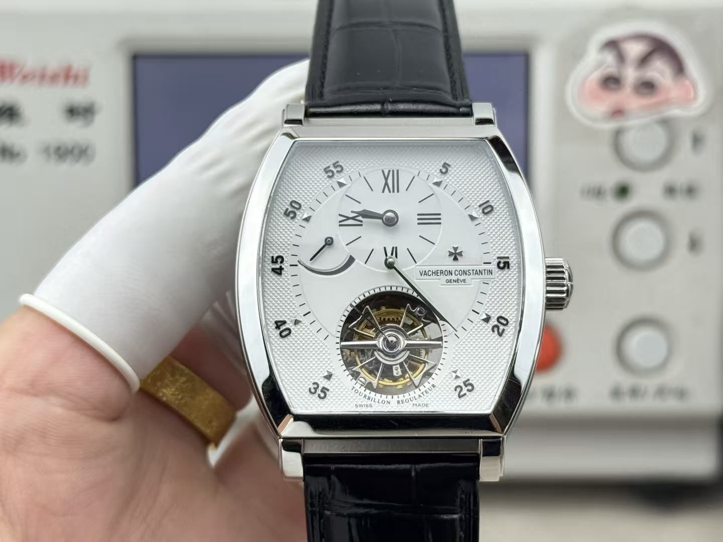 Vacheron Constantin Keg Type Manual Winding Tourbillon Mechanical Three Needle First Line Men's Formal Watch Crocodile Leather Belt