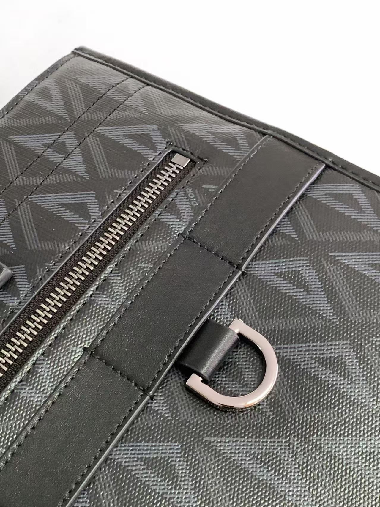Dior Safari beg tote lelaki CD Diamond Beg tangan kanvas berlian hitam Beg komputer riba perniagaan 图 6