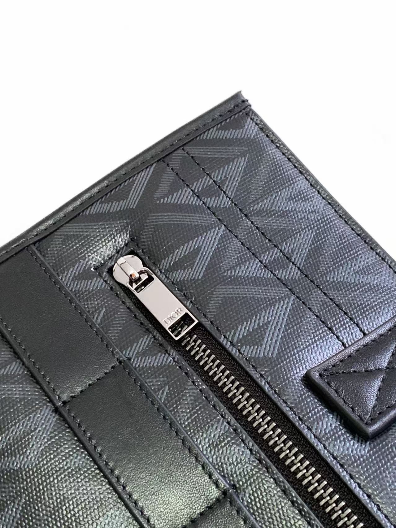 Dior Safari beg tote lelaki CD Diamond Beg tangan kanvas berlian hitam Beg komputer riba perniagaan 图 8