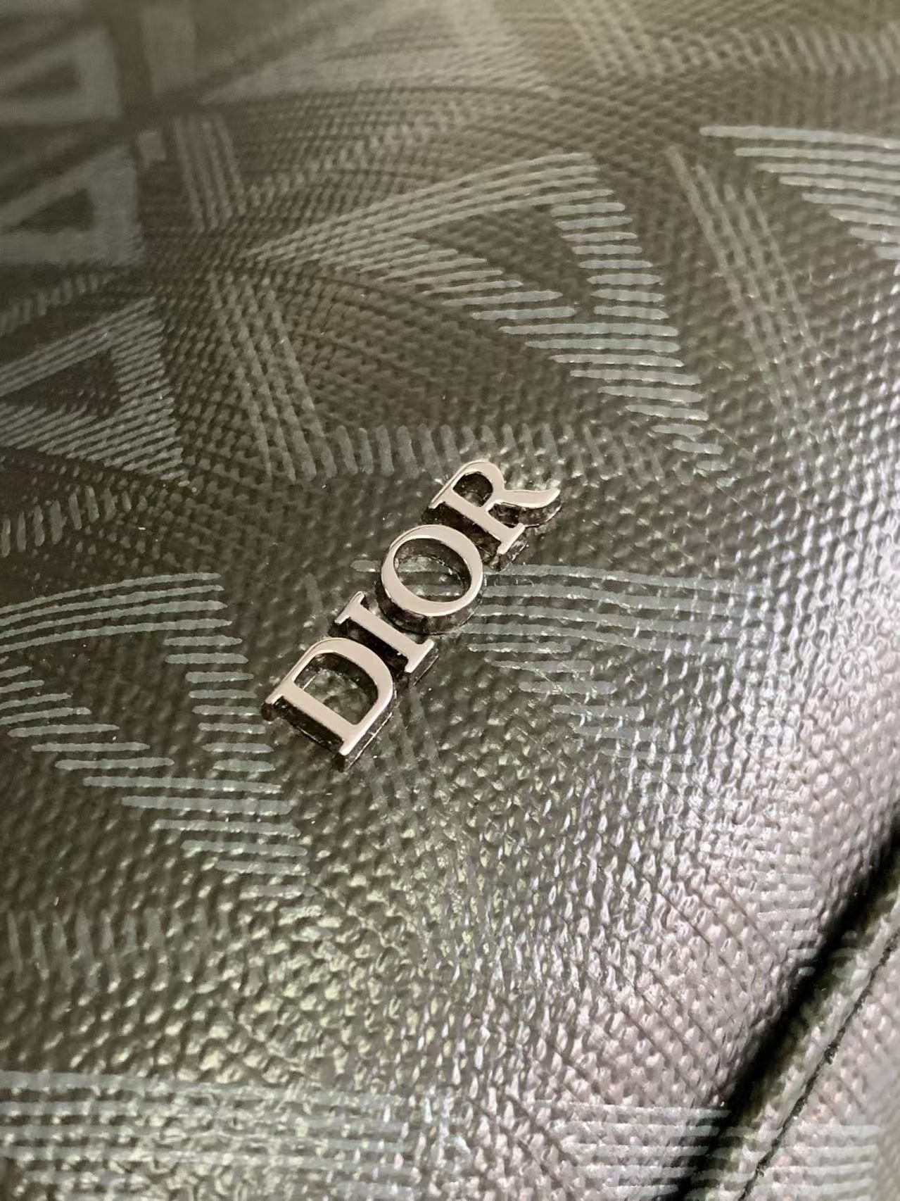 Dior Safari beg tote lelaki CD Diamond Beg tangan kanvas berlian hitam Beg komputer riba perniagaan 图 5
