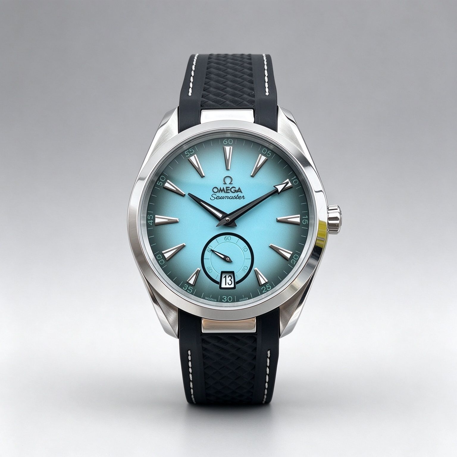 Omega Seamaster Aqua Terra 150m Automatic for Men Gradient Turquoise Dial Black Rubber Band Watch