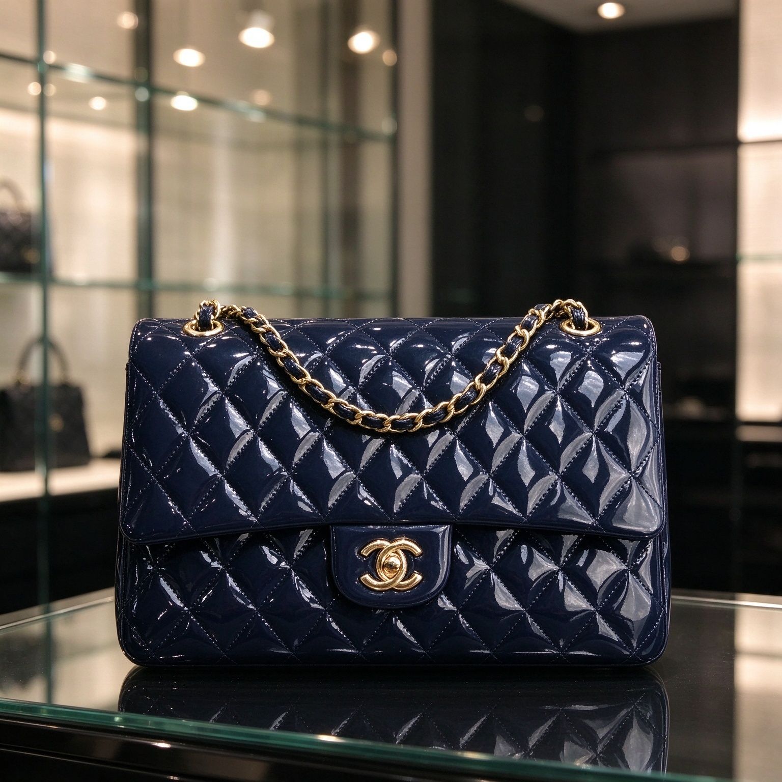 Chanel Glossy Patent Leather Diamond Plaid Flap Chain Women's Bag Light Luxury Shoulder Messenger Bag Banquet Commuter Bag 6 Colors Optional 图 2
