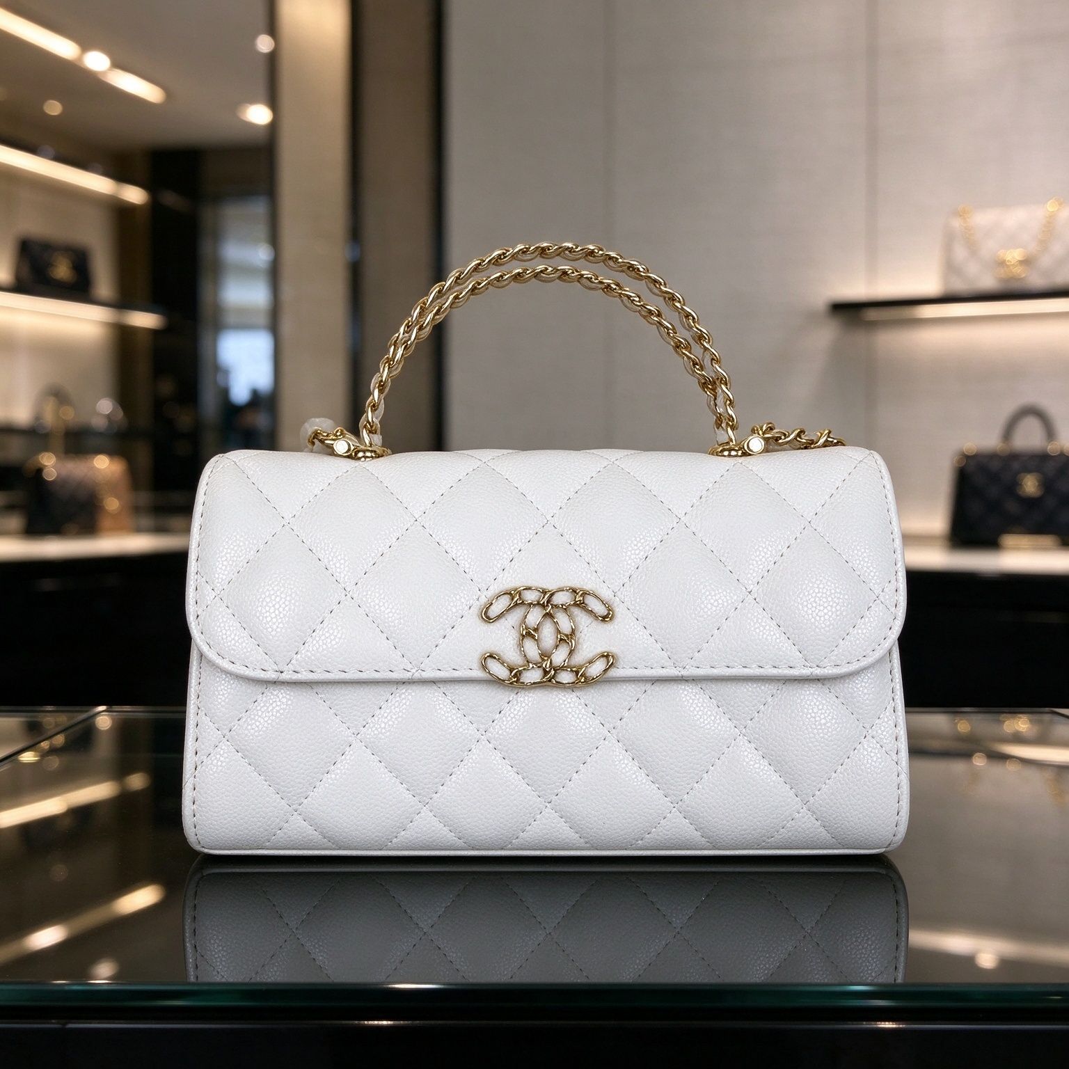 Chanel Light Luxury Caviar Rhombus Small Square Bag Women's Woven Chain Handbag Crossbody Flip Bag Multicolor 图 4