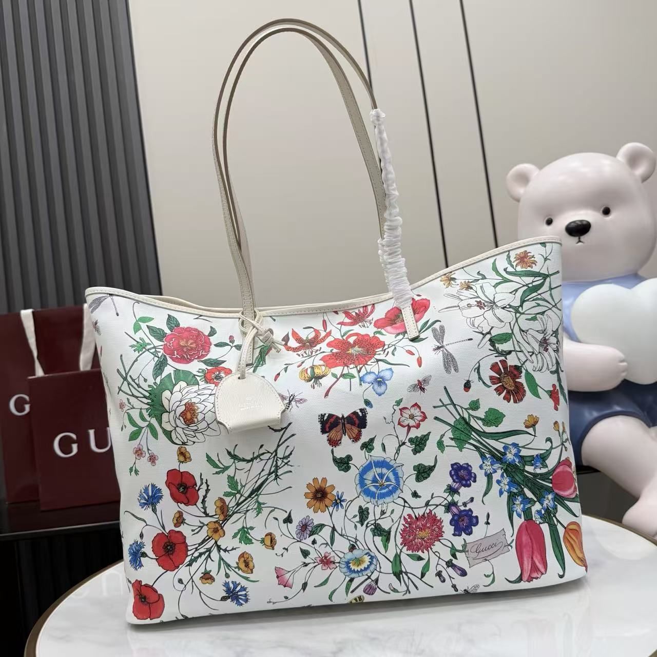 Gucci Spot Floral Print Tote for Women, 2026 New Large Capacity