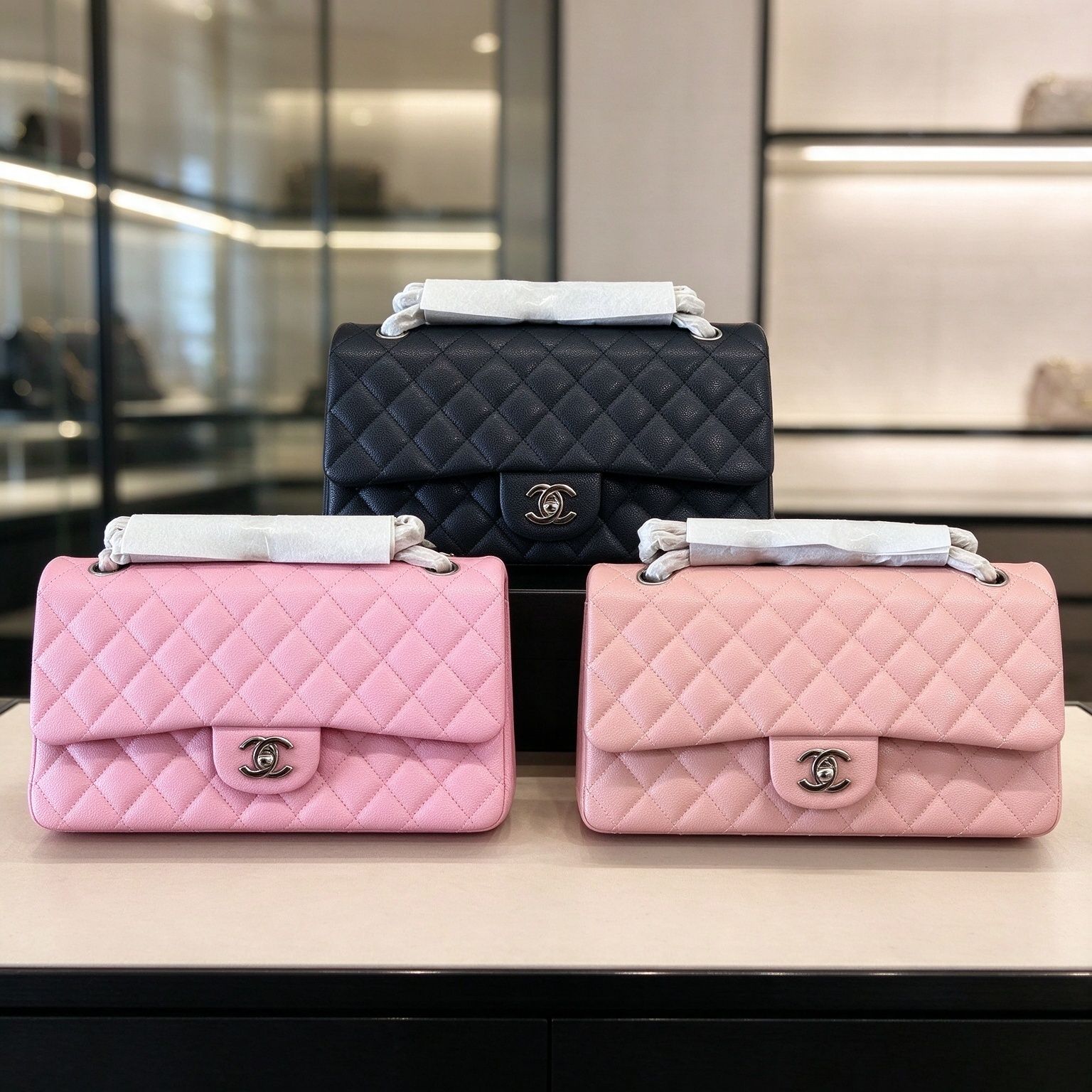 Classic Diamond Plaid Caviar Leather Flap Chain Bag Women's Light Luxury Crossbody Shoulder Bag Commuter Dinner Bag 3 Colors