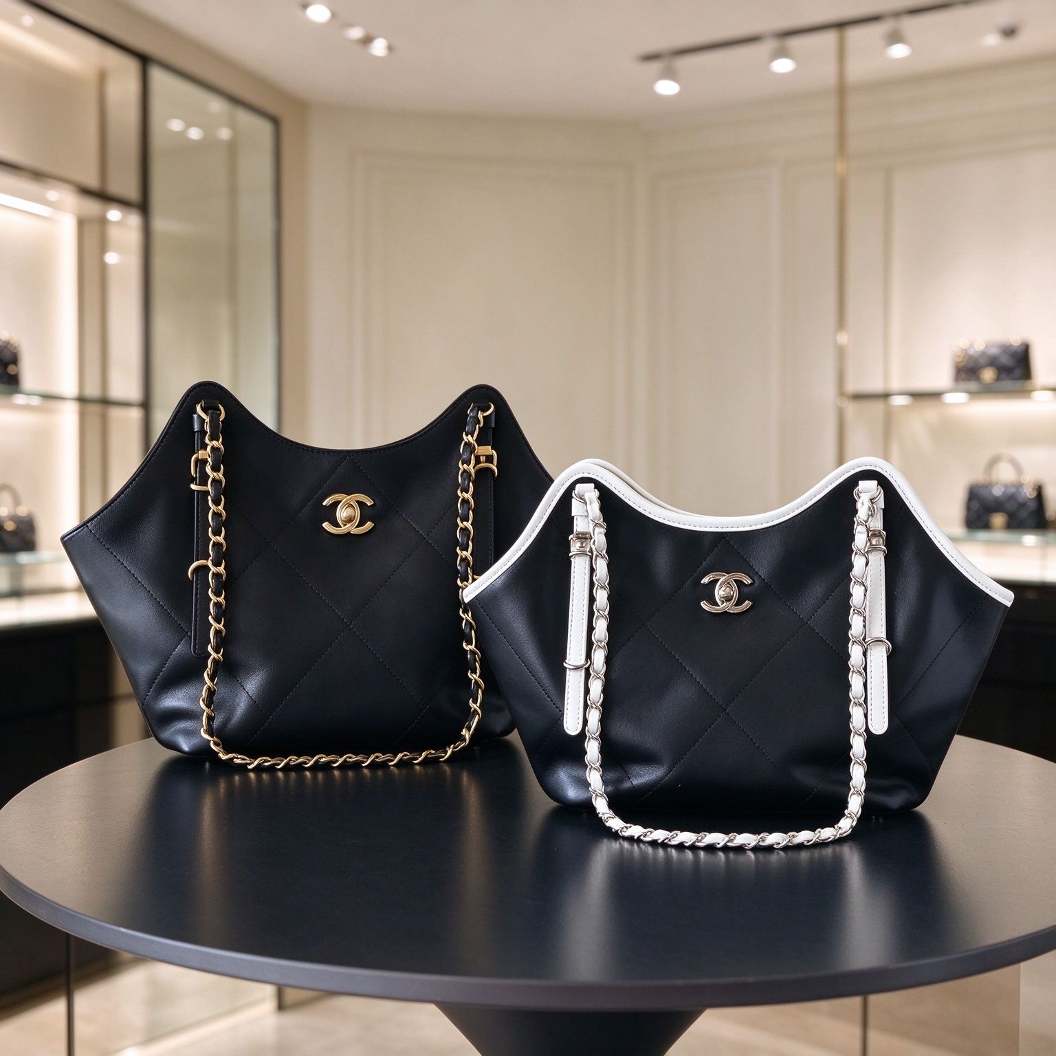 Chanel > Balsamic wavy rhombus tote with adjustable leather chain strap